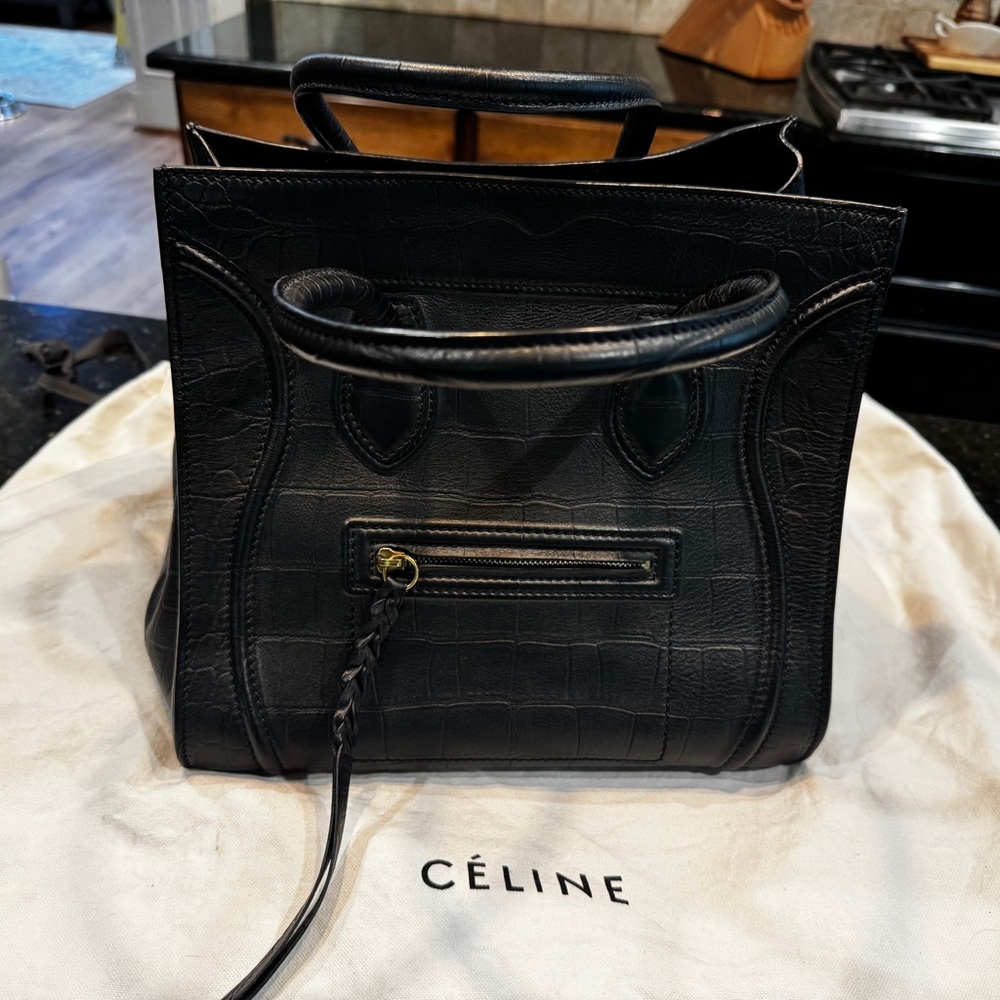 Celine Embossed Medium Luggage Phantom